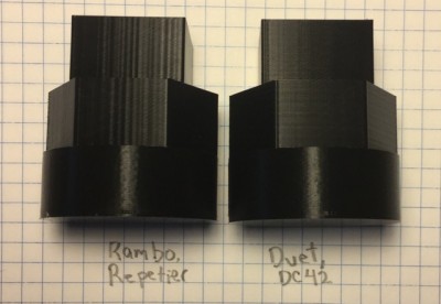 Left: Rambo w Repetier, Right: Duet w DC42