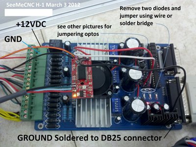 SeeMeCNC H-1 3axis board with easyDriver wiring