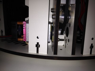 Upgraded to the 20 tooth pulleys. Installed heat sinks with a fan on the back of each motor.  Also have the dampeners installed.