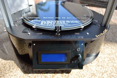 The oynx hotbed, LCD controller, on/off power switch and laser cut name and logo