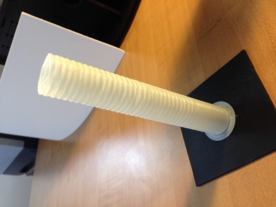 ABS Neutral Tube Thin 1.35mm Wall.jpeg (424.71 KiB) Viewed 10260 times (Worsening delayering and spiderwebbing (inside) as the print gets higher out of the 6" draft shield created from the foam cards which shipped with the kit)