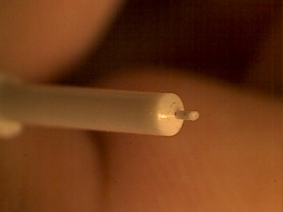 Close up of plug used to measure the bore length.