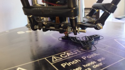 Her second print was the mount for the new E3d V6 hot end!