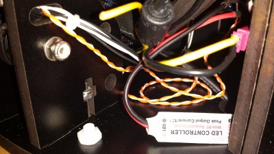 I used some CAT5 cabling to wire up the light on the X and Y towers. Both are connected to the RF LED PWM remote controller..