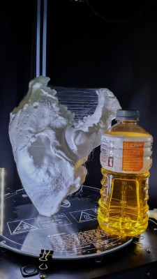 all done with a bottle for scale. Little stringy but I was playing it safe on retracts in PLA on the E3d V6 head. It cleaned up with ease.