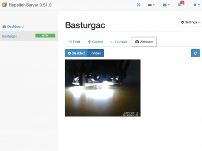 Screenshot of the repetier server